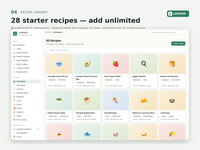 Recipe library with 28 starter recipes