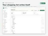 Smart grocery list sorted by aisle with pantry stock subtracted